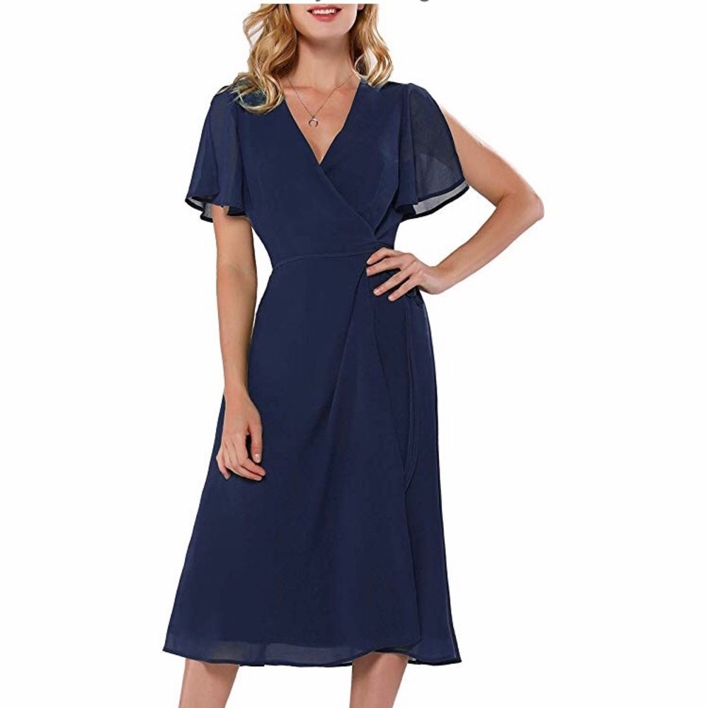 Navy blue wrap dress